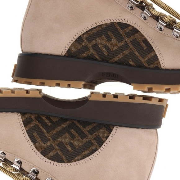 Authentic Fendi Leather Monogram Hiking Boots men size UK5 US6 - Picture 9 of 16